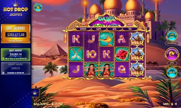 Playing Oasis Dreams Hot Drop Jackpots